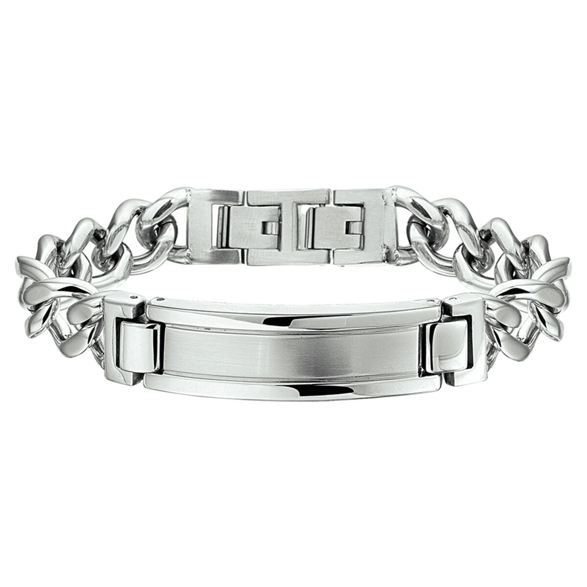 Fantasy Collection Graveerarmband poli/mat plaat 12 mm 21,5 + 1,5 cm edelstaal - PSN6505081
