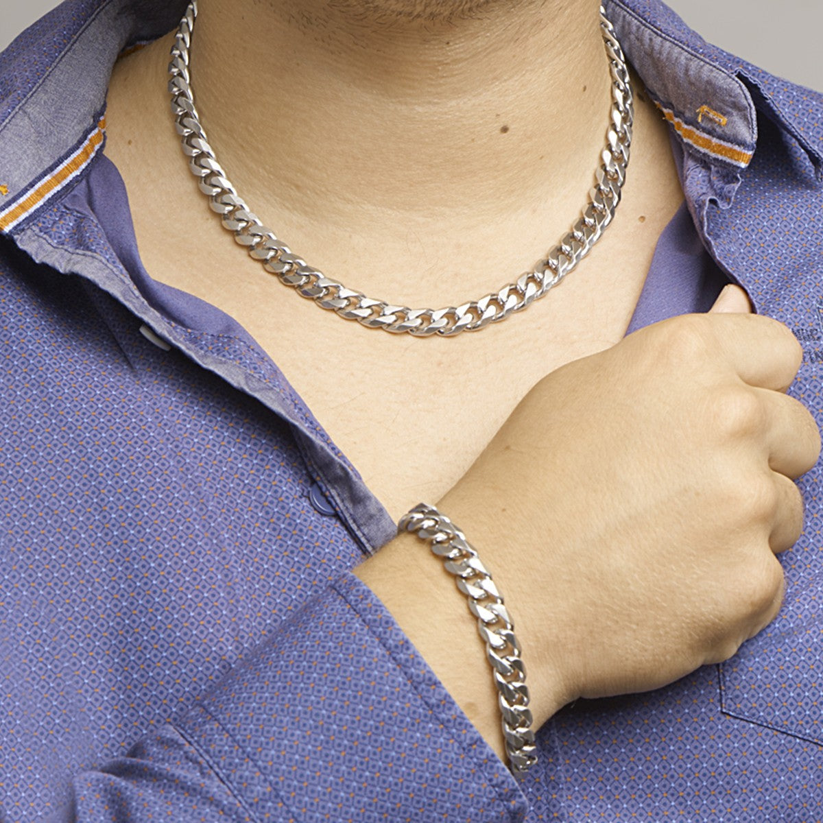 Fantasy Collection Collier gourmette geslepen 10,5 mm edelstaal