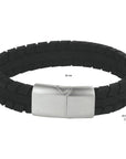 Stalen armband leer zwart 12 mm PSN6505984 - PansiteNederland.nl