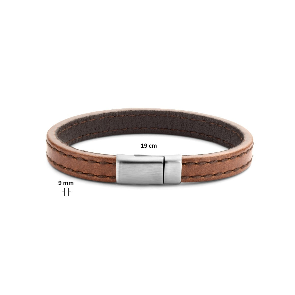 Fantasy Collection Armband leer bruin 9,0 mm edelstaal - PSN6506036