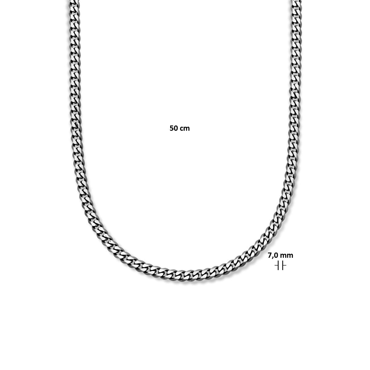Fantasy Collection Collier gourmette geslepen 7,0 mm ion plating edelstaal