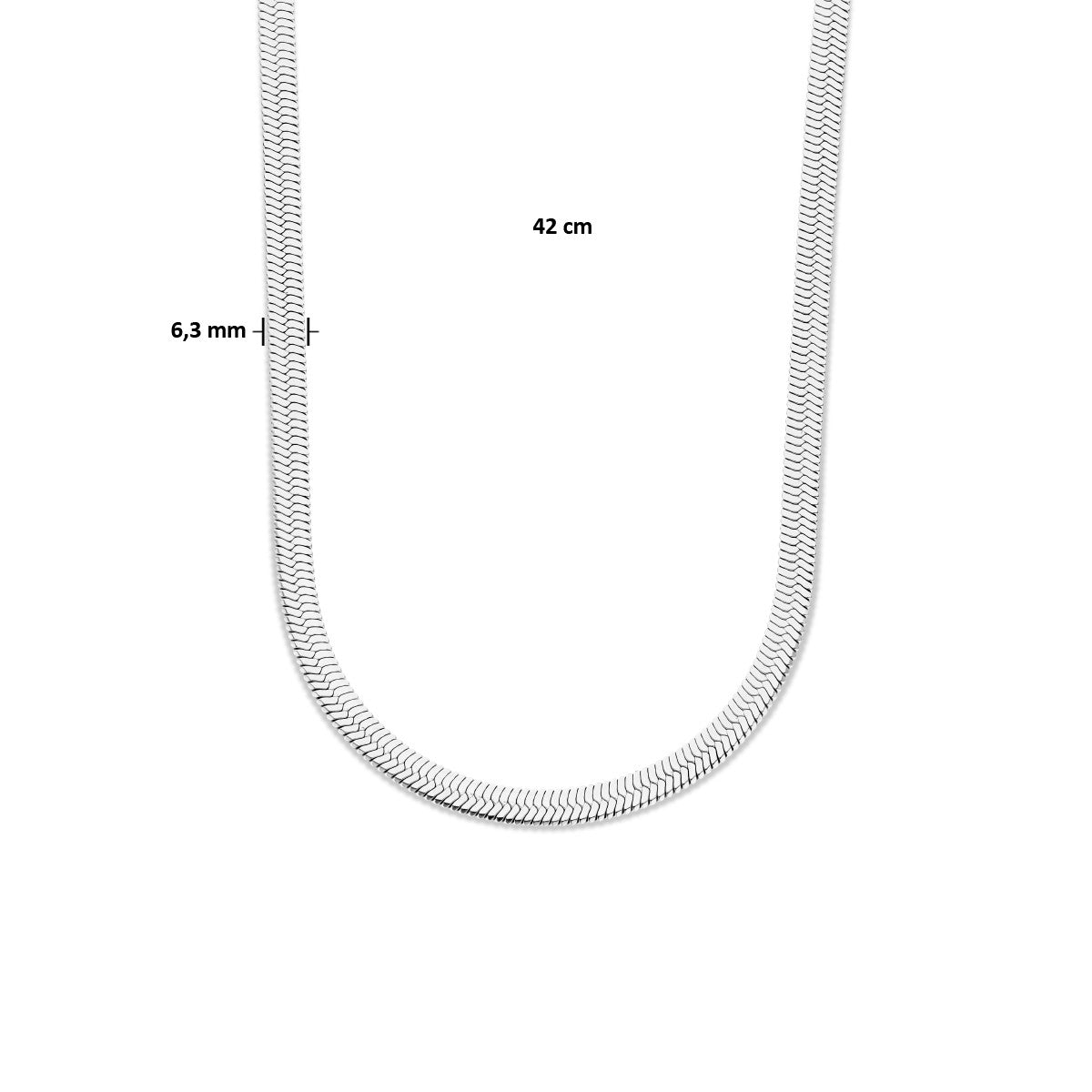 Fantasy Collection Collier slang plat 6,3 mm 42 cm edelstaal