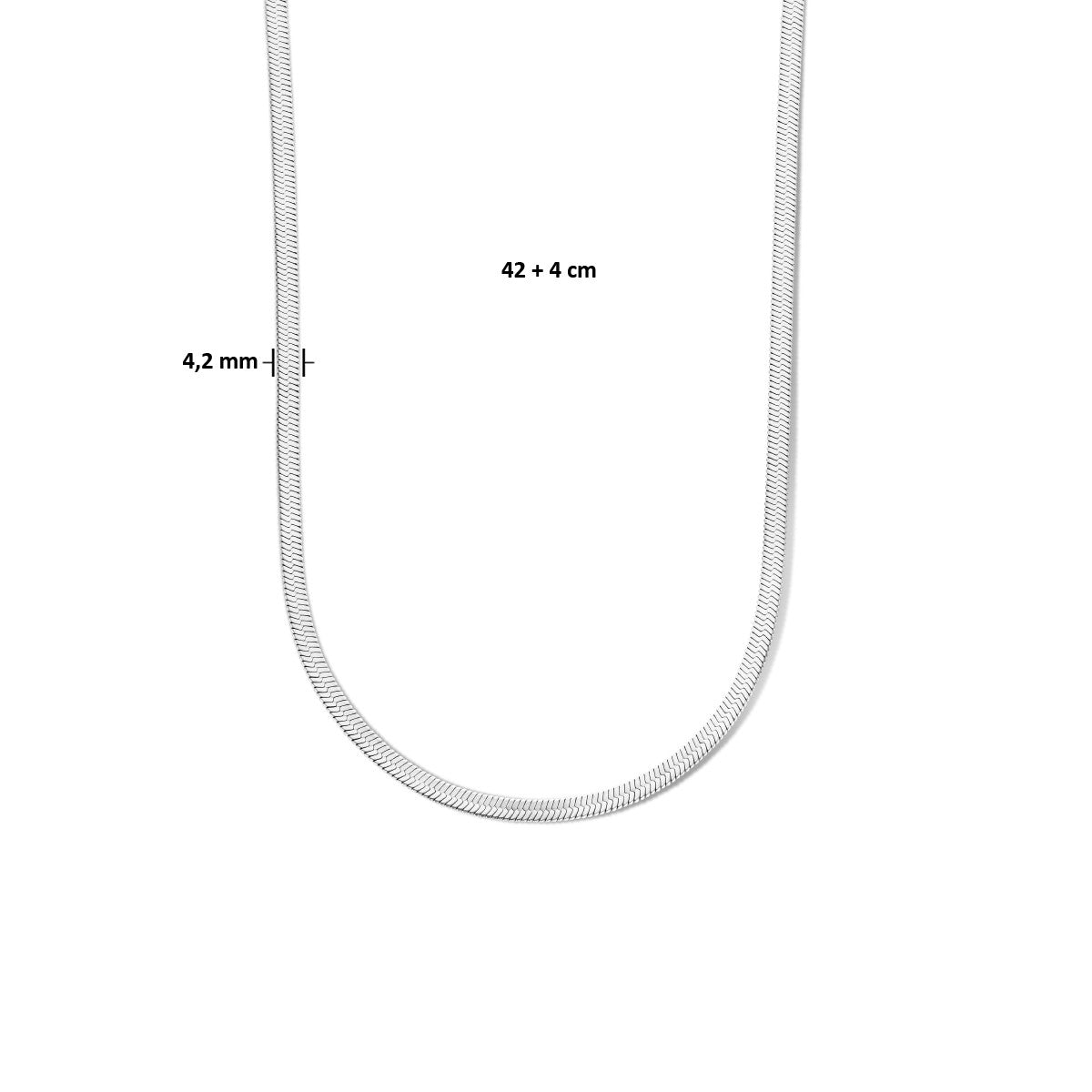 Fantasy Collection Collier slang plat 4,2 mm 42 + 4 cm edelstaal