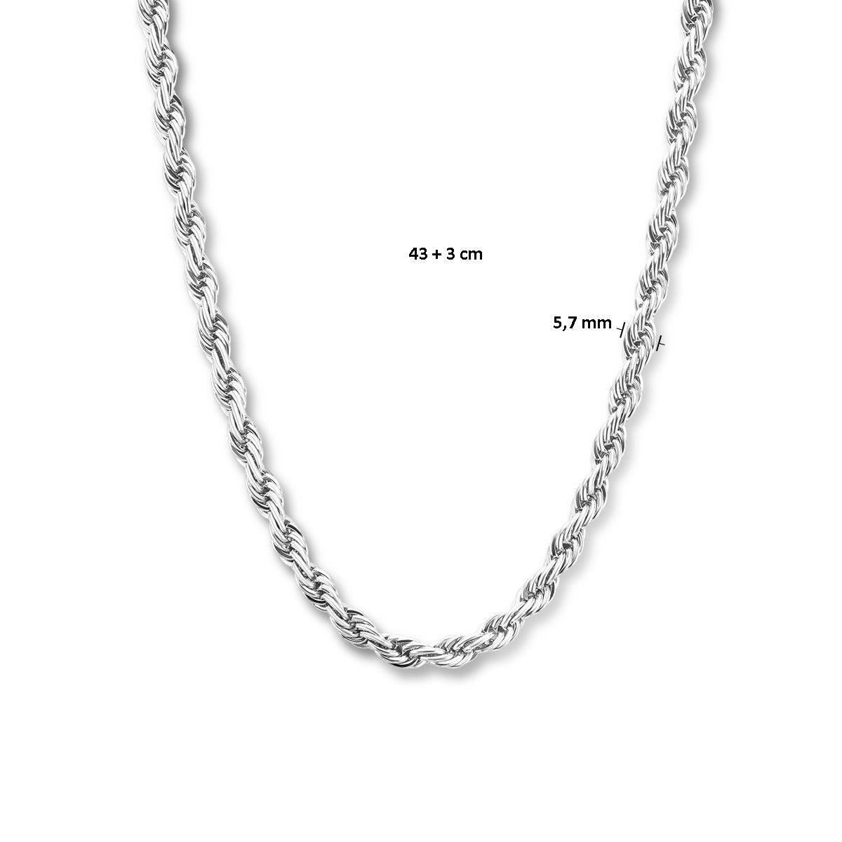 Fantasy Collection Collier koord 5,7 mm 43 + 3 cm edelstaal