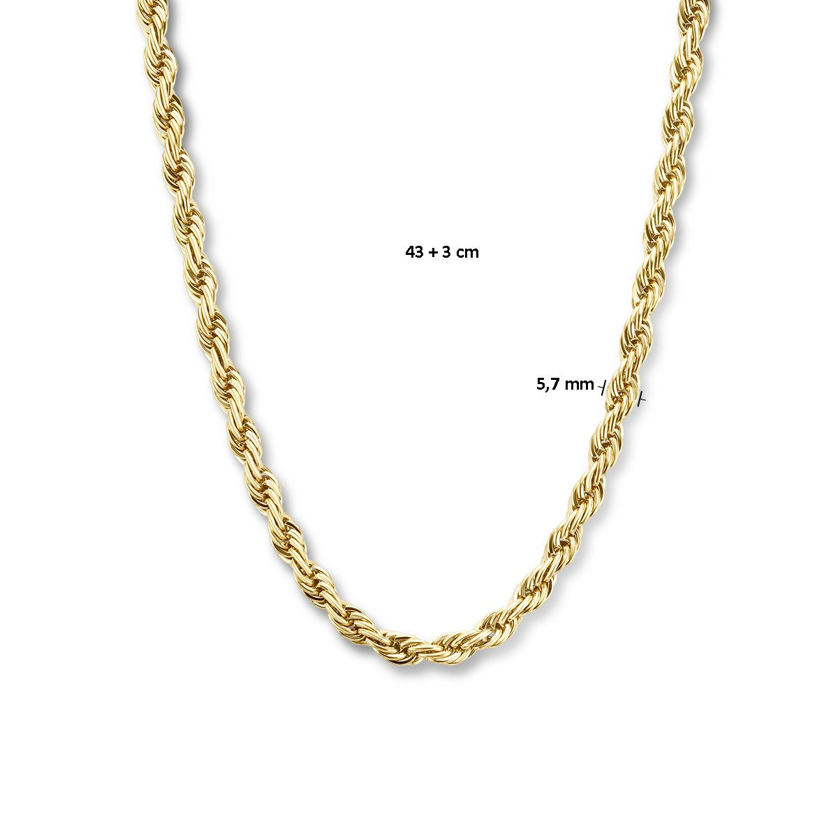 Fantasy Collection Collier koord 5,7 mm 43 + 3 cm ion plating edelstaal