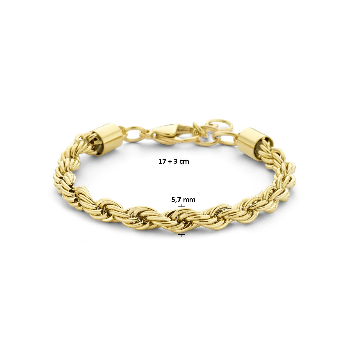 Fantasy Collection Armband koord 5,7 mm 17 + 3 cm ion plating edelstaal