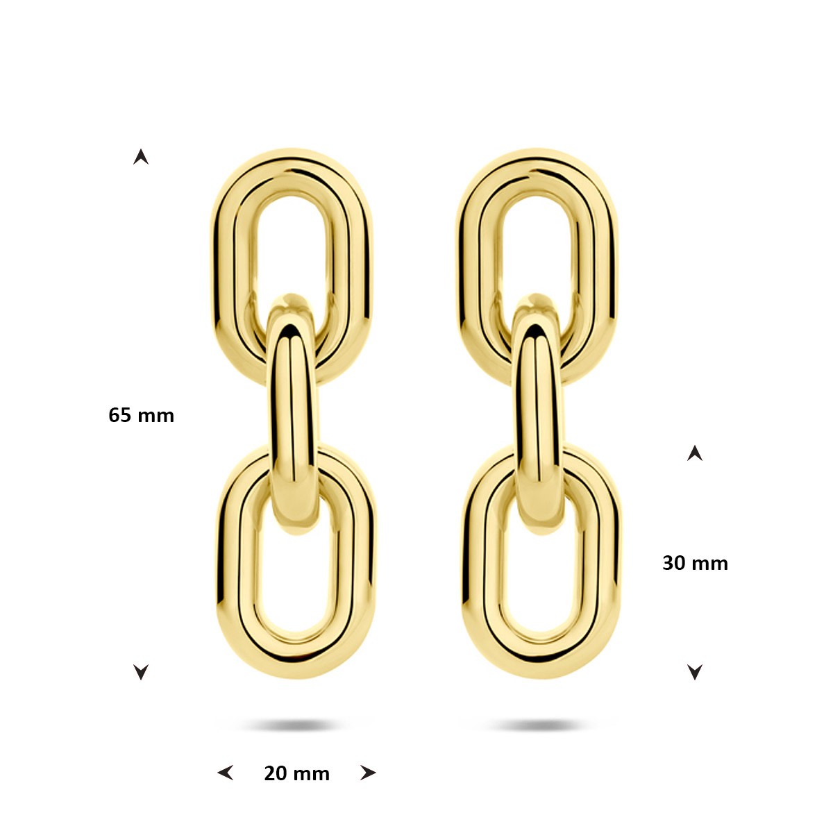 Hangende oorbellen schakel ion plating 65 mm edelstaal
