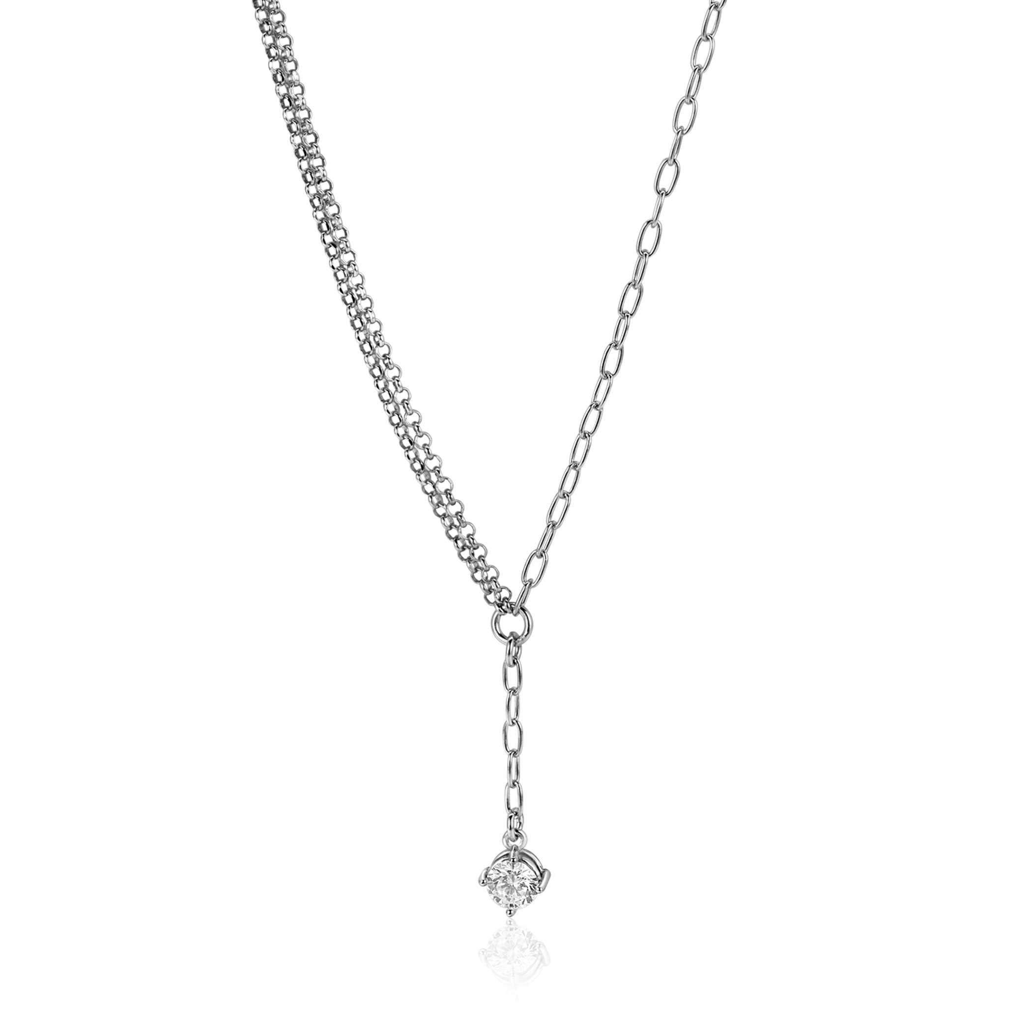 ZINZI Zilveren Ketting met Witte Zirkonia - ZIC2660