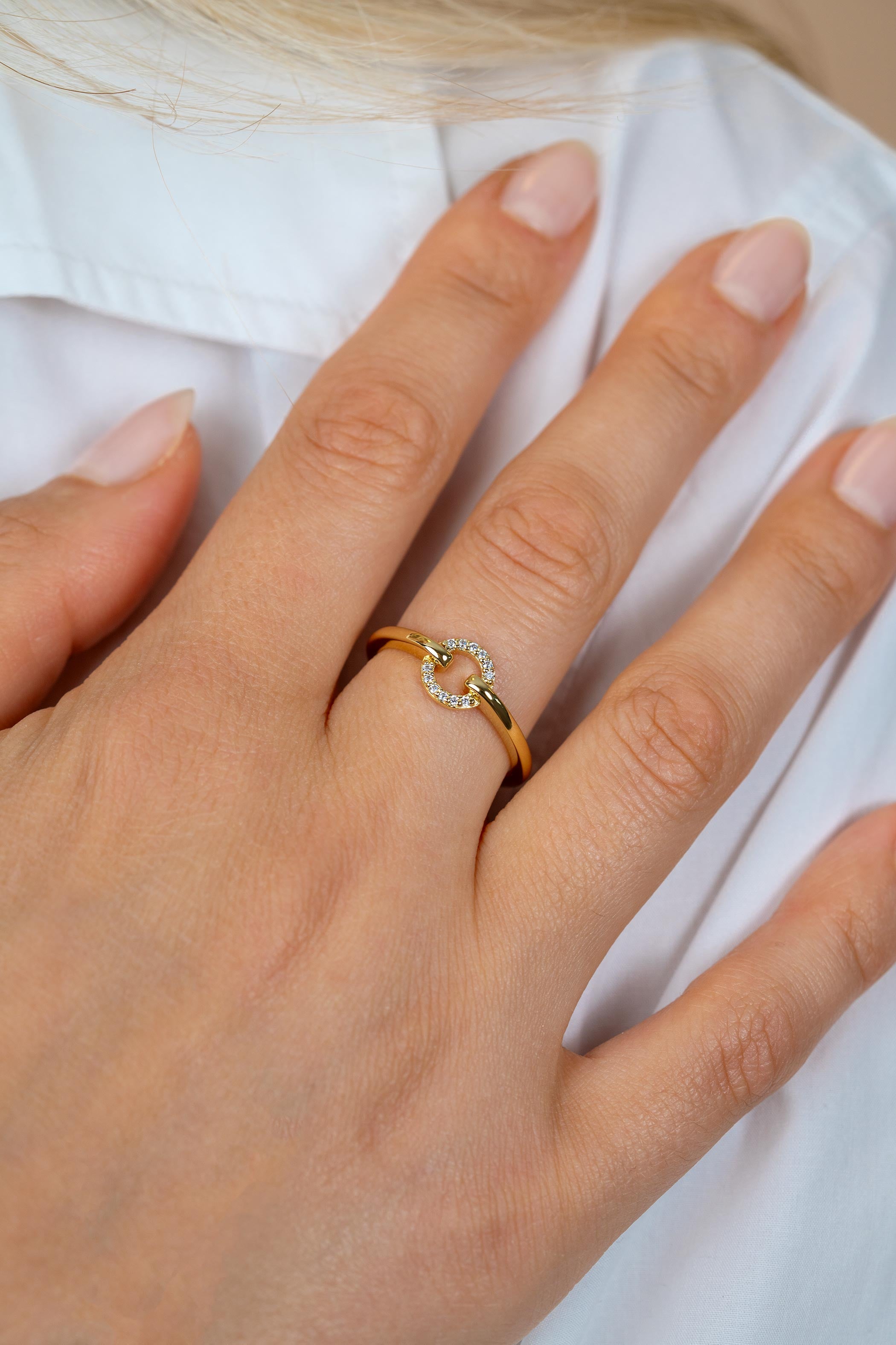 ZINZI Verguld Zilveren Ring met Witte Zirkonia ZIR2809