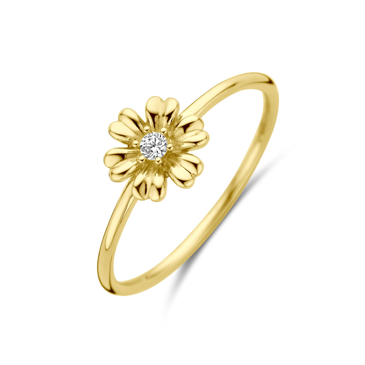 Fantasy Collection Ring bloem en zirkonia 14K geelgoud