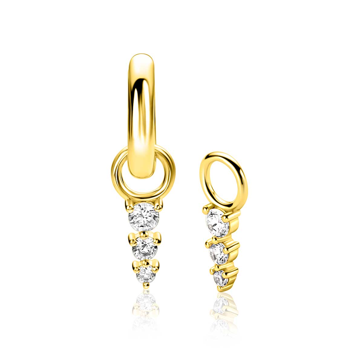ZINZI Verguld Zilveren Oorbedels 13mm wit - ZICH2887Y