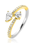 ZINZI gold plated zilveren multi-look ring met druppel- en ronde zetting ZIR2726Y - PansiteNederland.nl