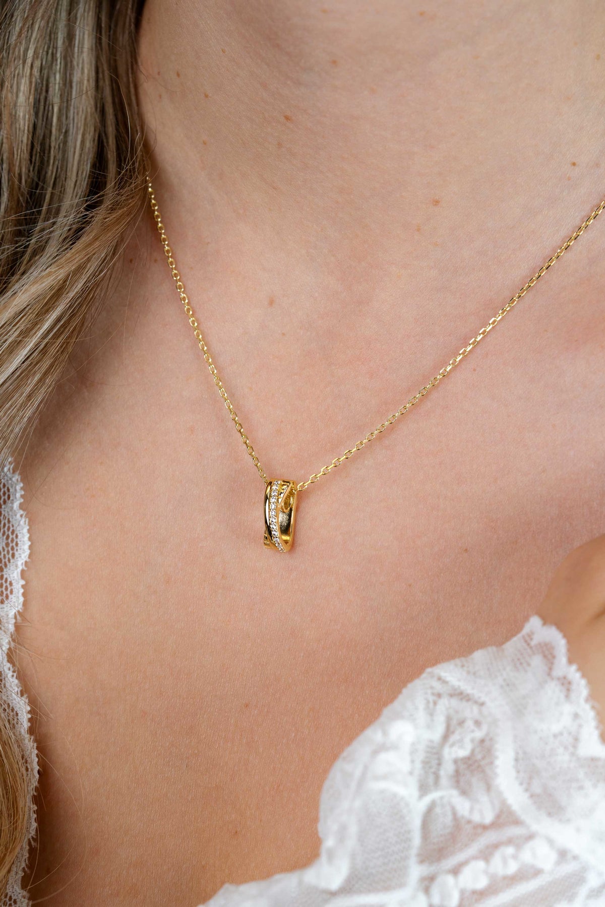 ZINZI Verguld Zilveren Ketting met Witte Zirkonia ZIC2801