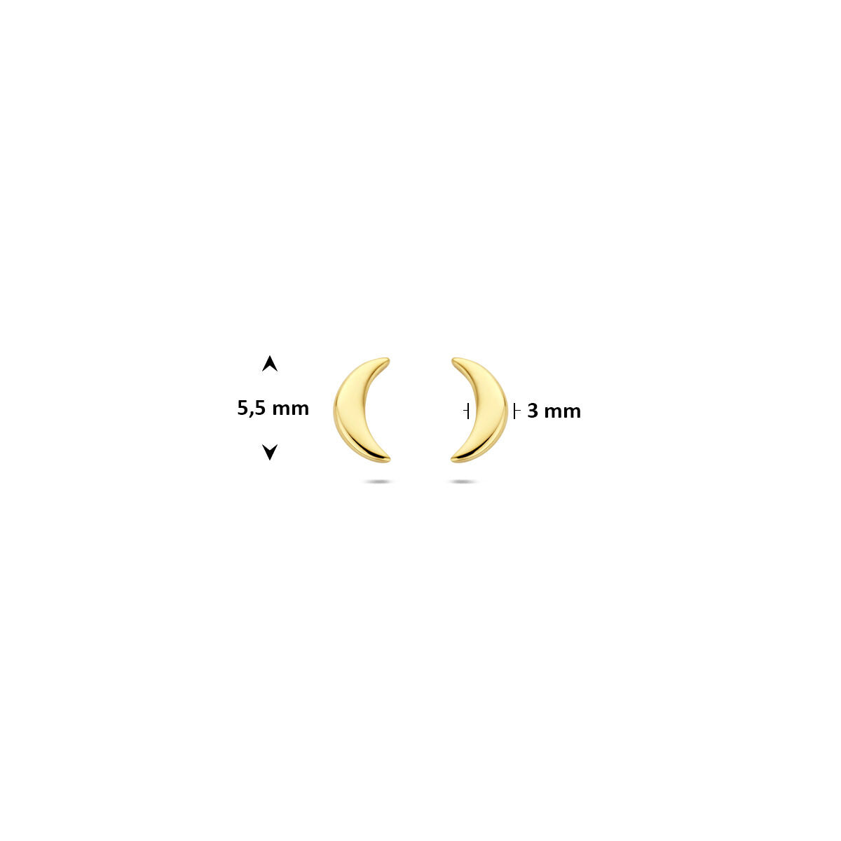 Fantasy Collection Oorbellen maan 5,5 mm 14K geelgoud