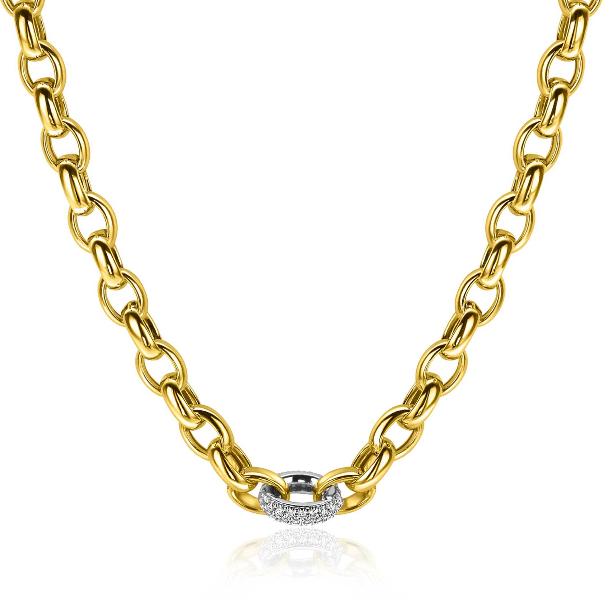 ZINZI Verguld Zilveren Ketting met Witte Zirkonia - ZIC2664