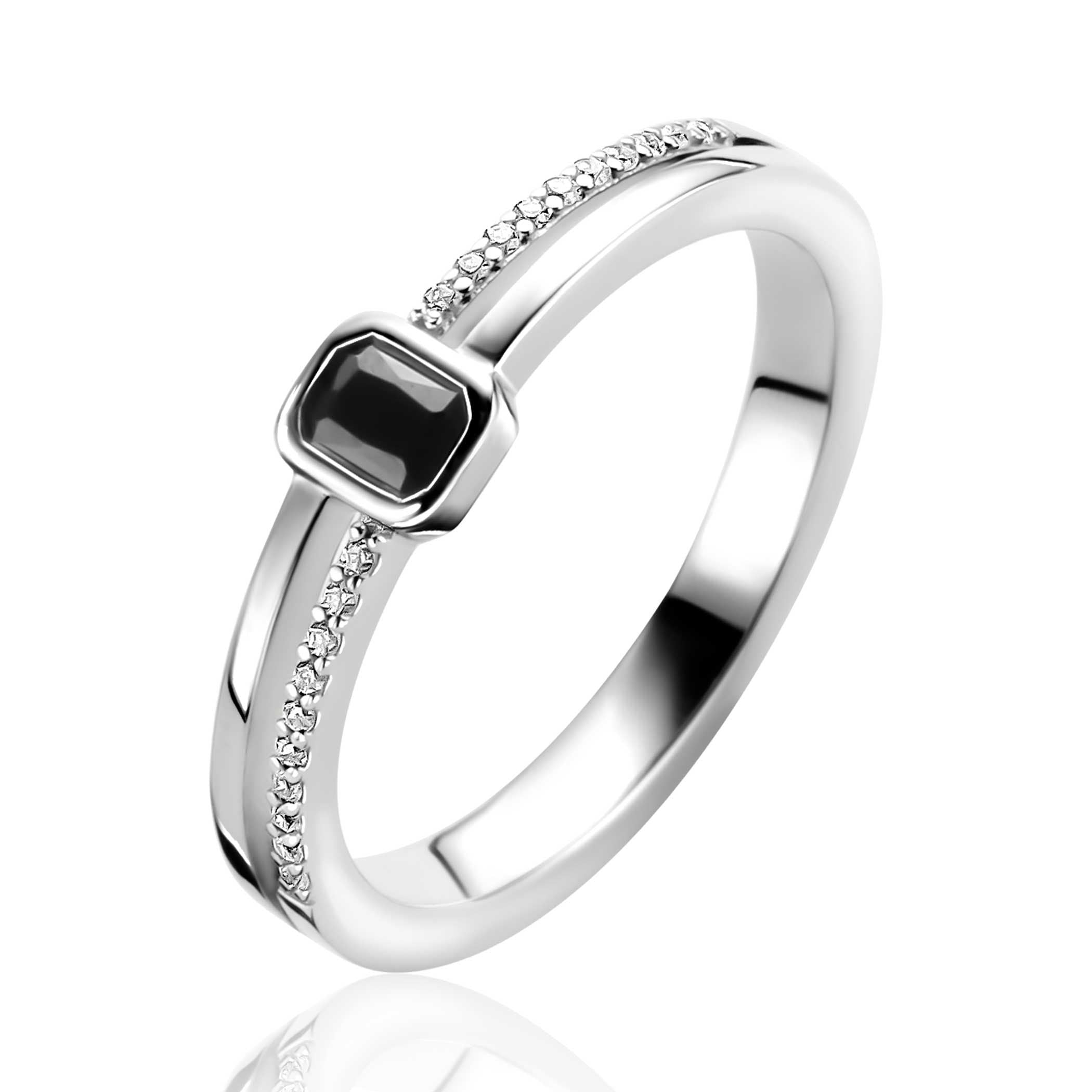 ZINZI Zilveren Ring met Zwart, Wit Zirkonia - ZIR2626Z