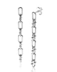Zinzi 39mm zilveren oorstekers met lang schakelkettinkje gedecoreerd met speelse bolletjes ZIO2586 - PansiteNederland.nl