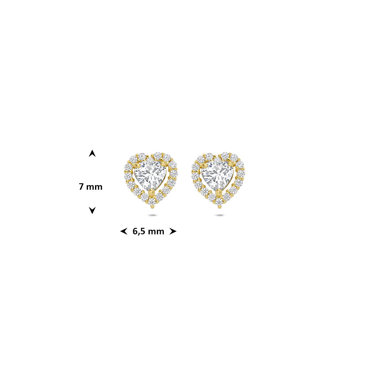 Fantasy Collection Oorbellen hart zirkonia 7 mm 14K geelgoud