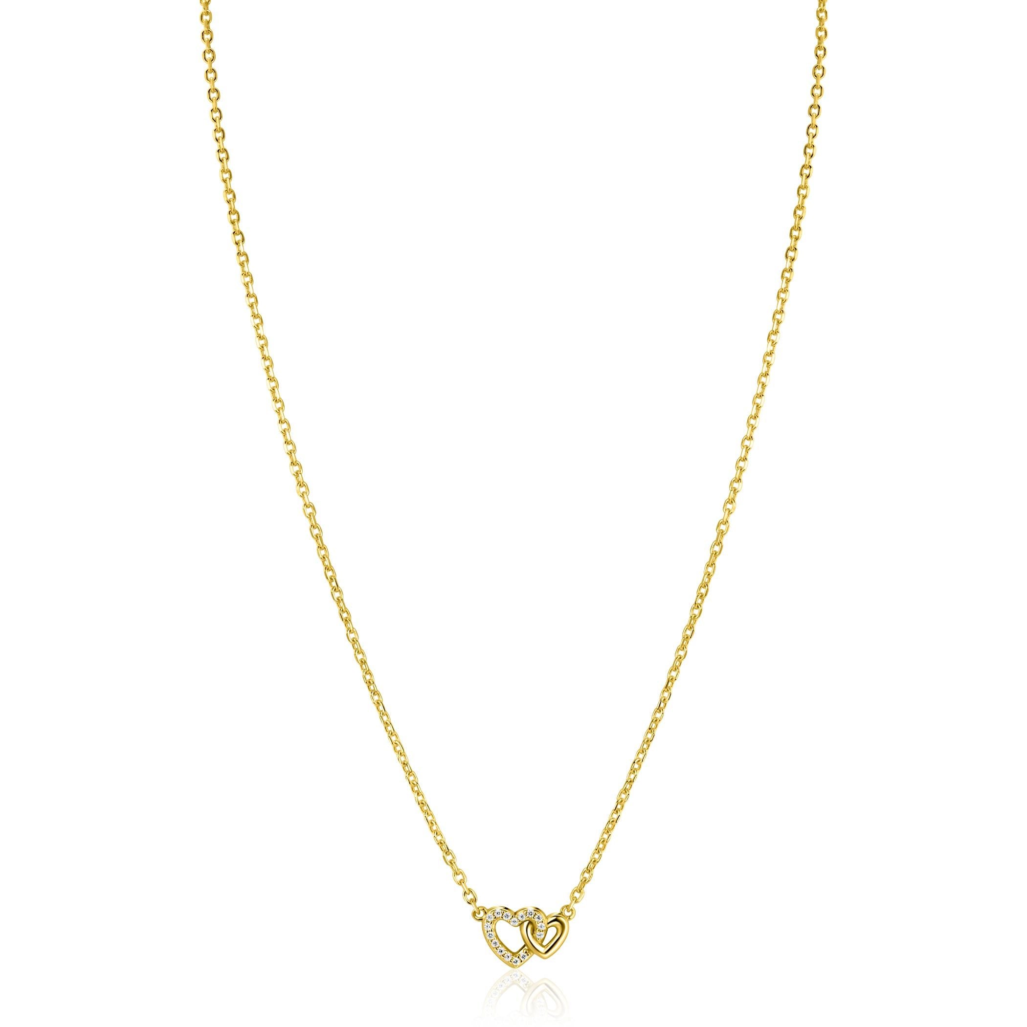 ZINZI Verguld Zilveren Ketting met Witte Zirkonia - ZIC2493Y