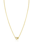 ZINZI Gold Plated Zilveren Ketting met Verbonden Hartjes en Witte Zirkonia 42-45cm ZIC2493Y