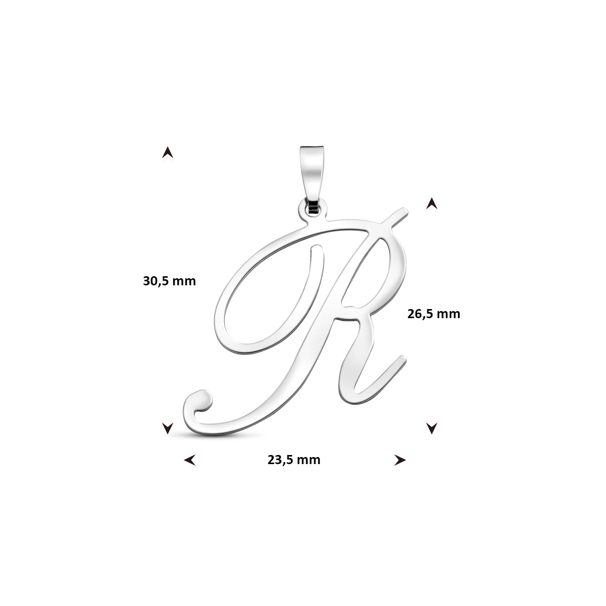 Hanger sierletter R 26,5 mm zilver #Letter_R