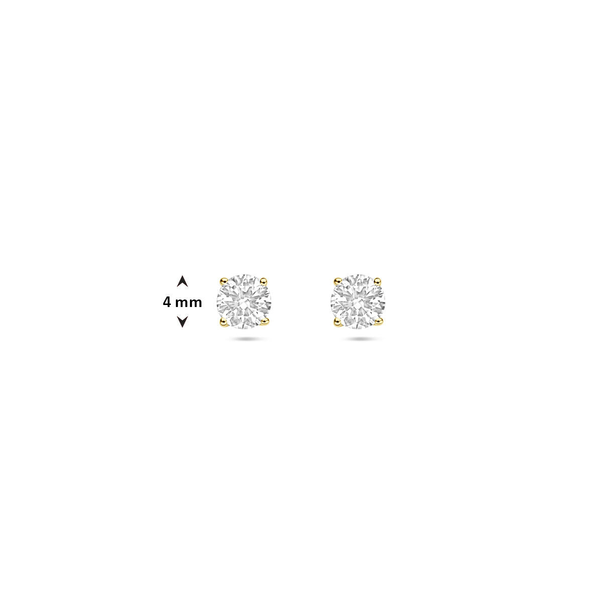 Fantasy Collection Oorbellen lab grown diamant 0.50ct (2x 0.25ct) h si 4 mm 14K geelgoud