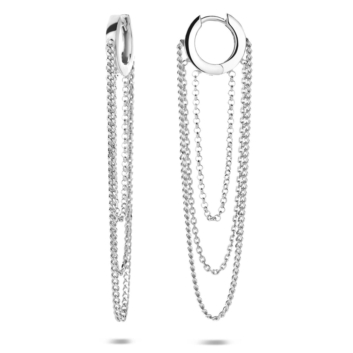 Oorringen schakel zilver gerhodineerd 68 mm