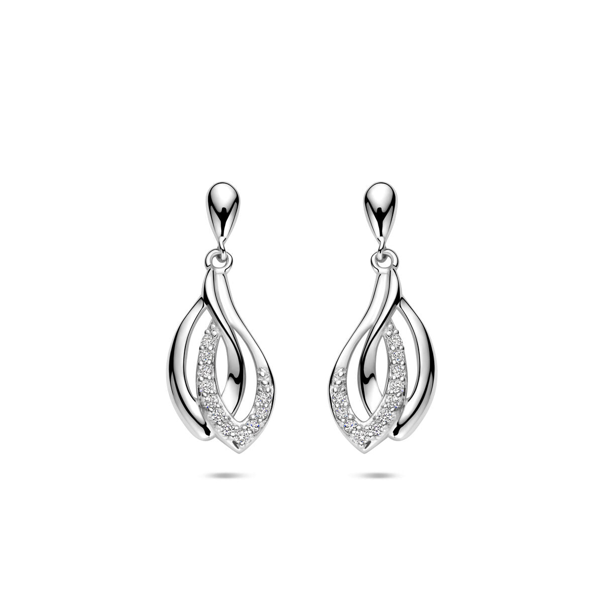 Zilveren gerhodineerde oorhangers zirkonia 22 mm - 1341325