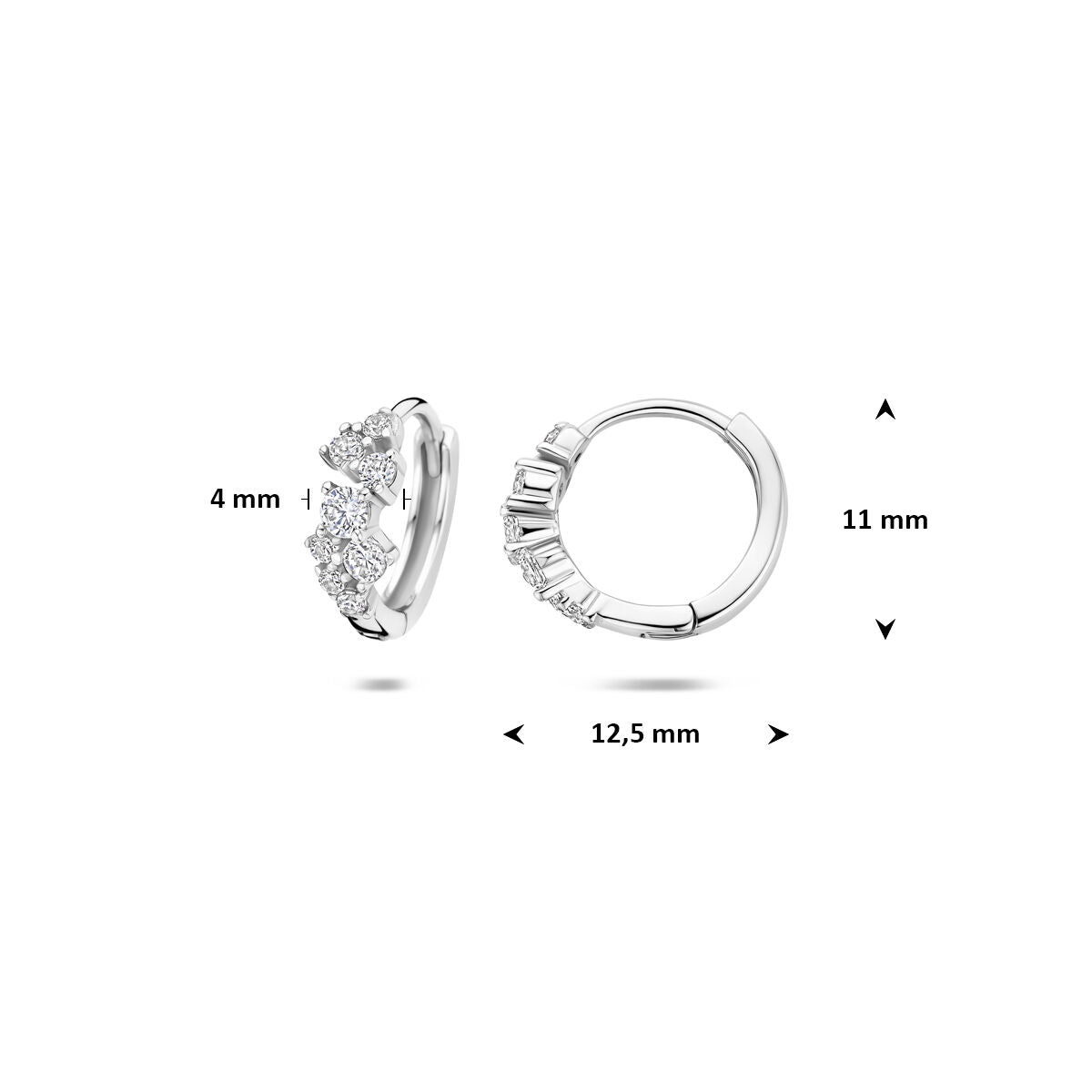 Fantasy Collection Oorbellen zirkonia 11 mm zilver