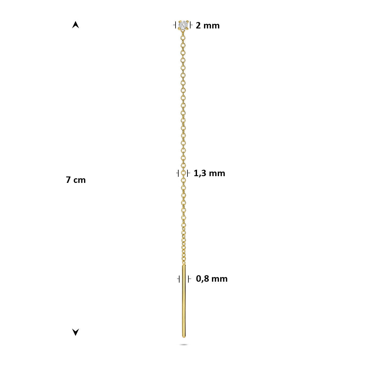 Fantasy Collection Oorbellen diamant 0.03ct h si per stuk 7 cm 14K geelgoud