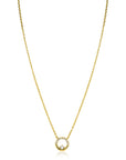 ZINZI Gold Plated Zilveren Ketting met Ronde Open Hanger 12mm en Witte Zirkonia 42-45cm ZIC2725Y