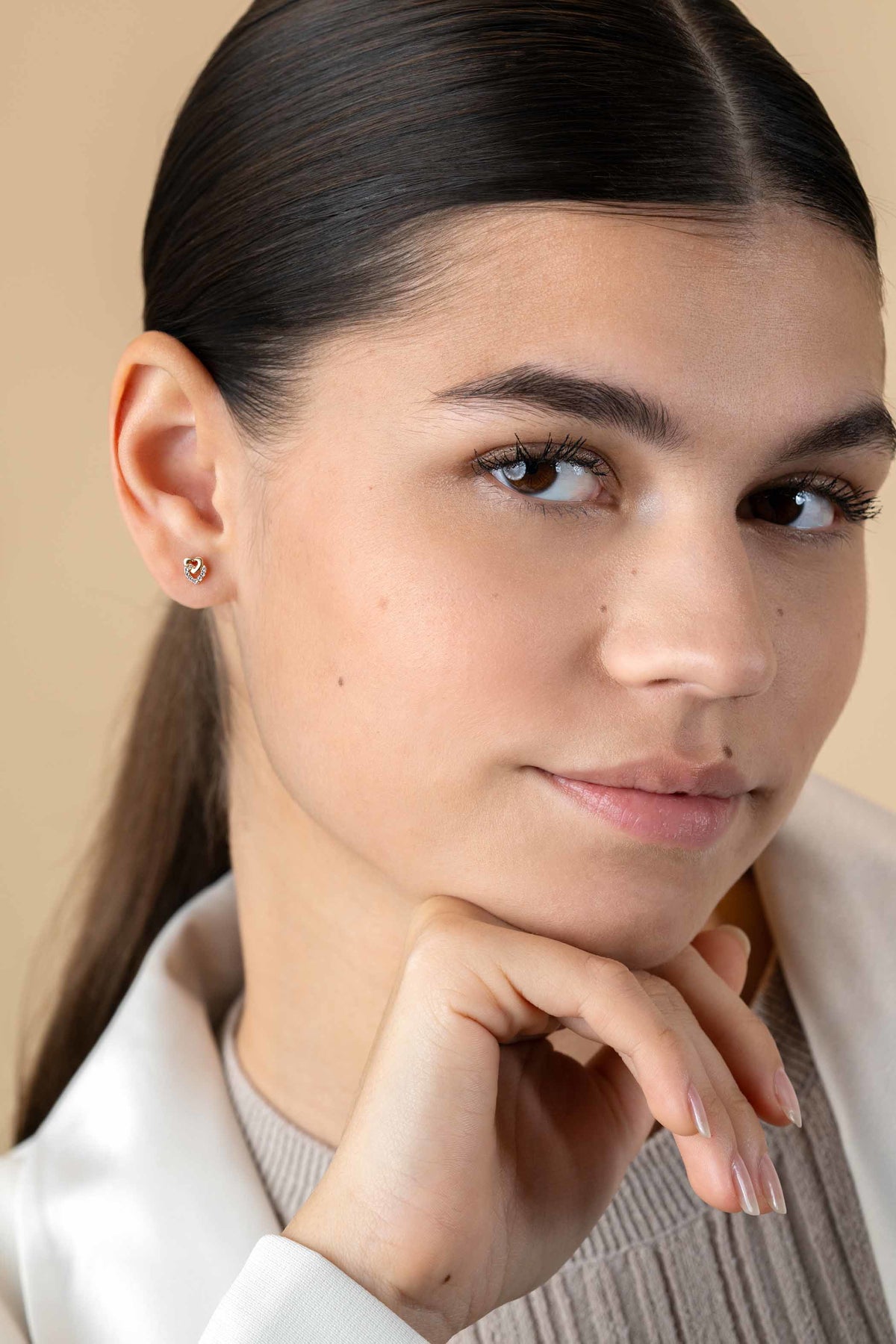 ZINZI 14K Gouden Oorknoppen met Witte Zirkonia ZGO472