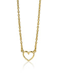 Zinzi zilveren ketting geel verguld open hartje 40-43cm ZIC1420G