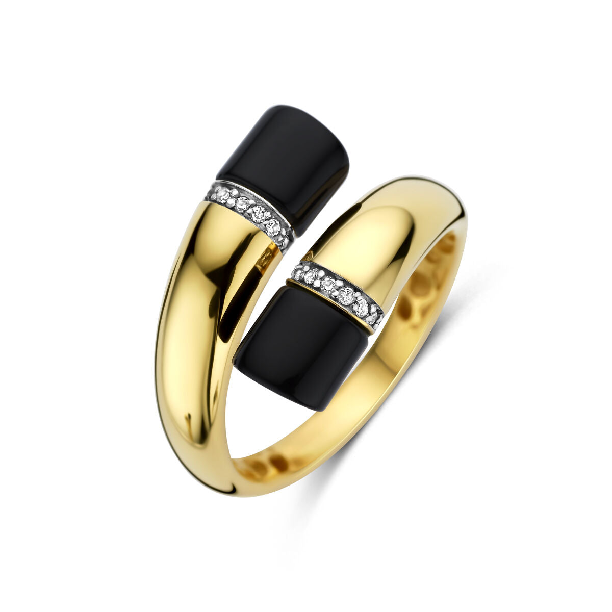 Fantasy Collection Ring onyx diamant 0.07ct h si 14K geelgoud