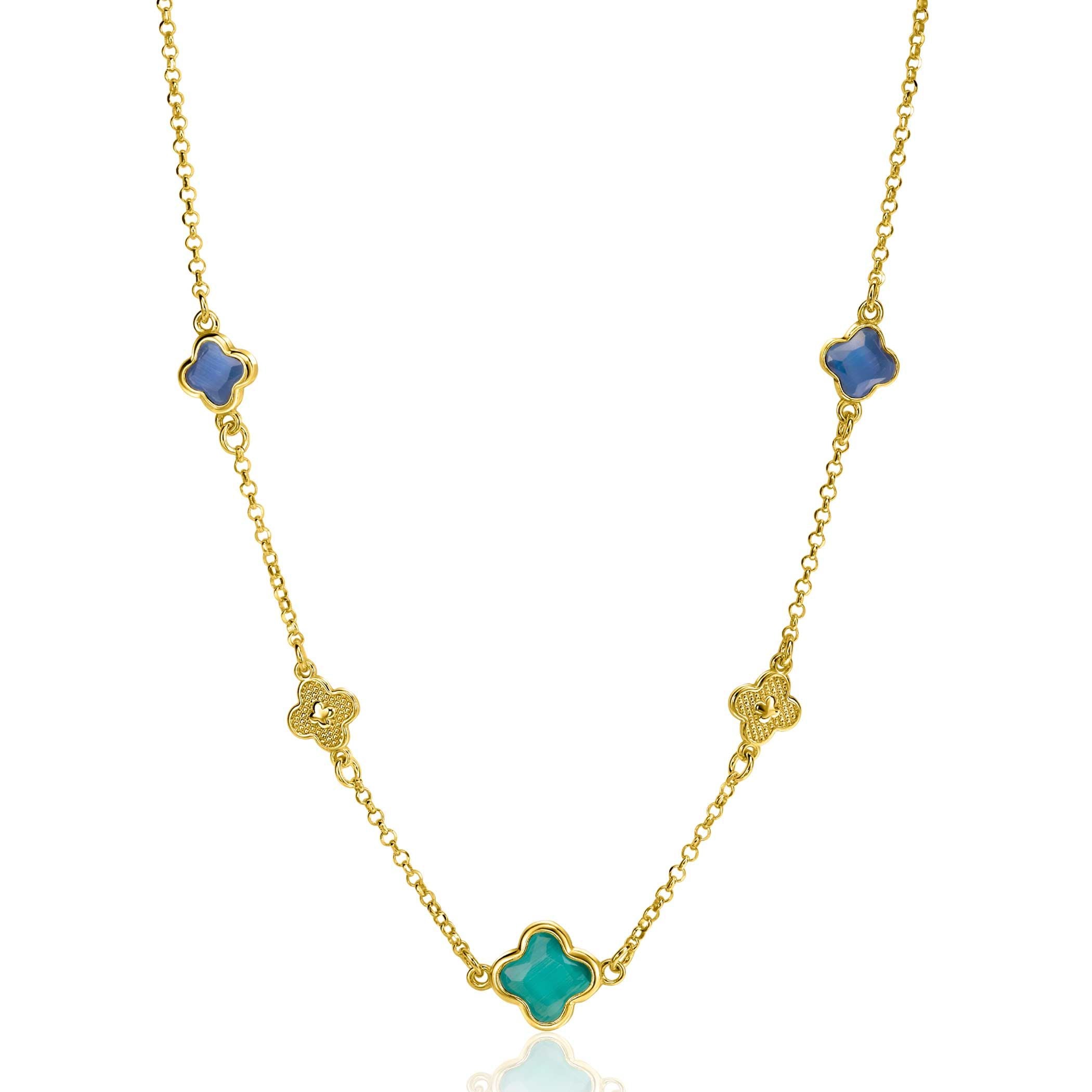 ZINZI Verguld Zilveren Ketting met Zirkonia - ZIC2583