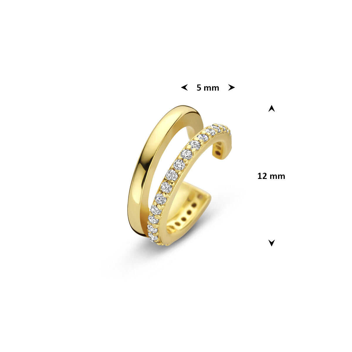 Fantasy Collection Ear cuff zirkonia 12 mm 1 micron zilver verguld oorbellen