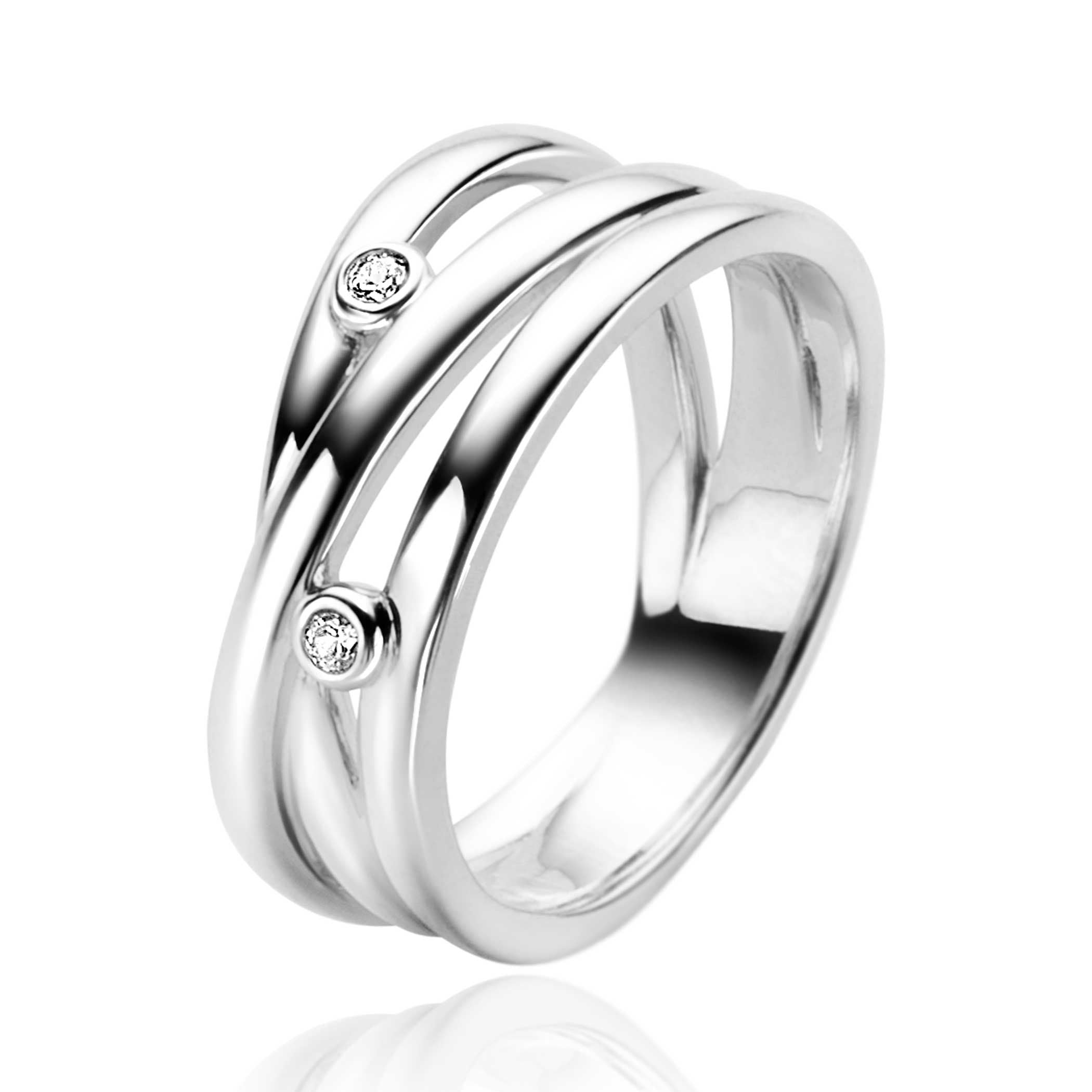 ZINZI Zilveren Ring met Witte Zirkonia - ZIR2571