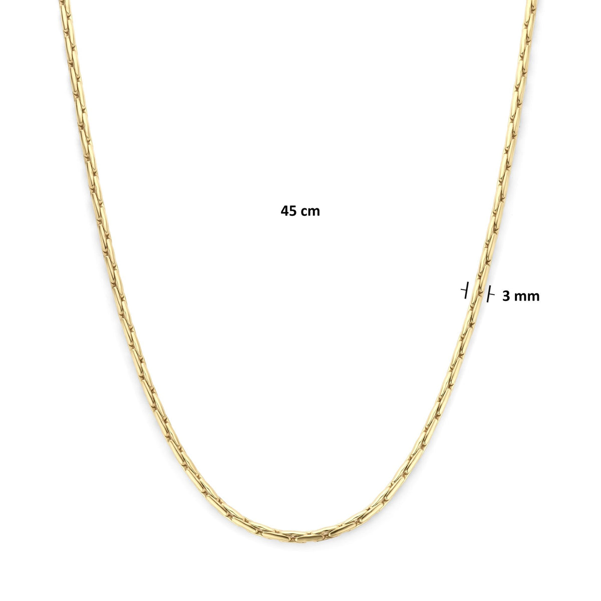 Collier 3,0 mm 45 cm massief 9K geelgoud