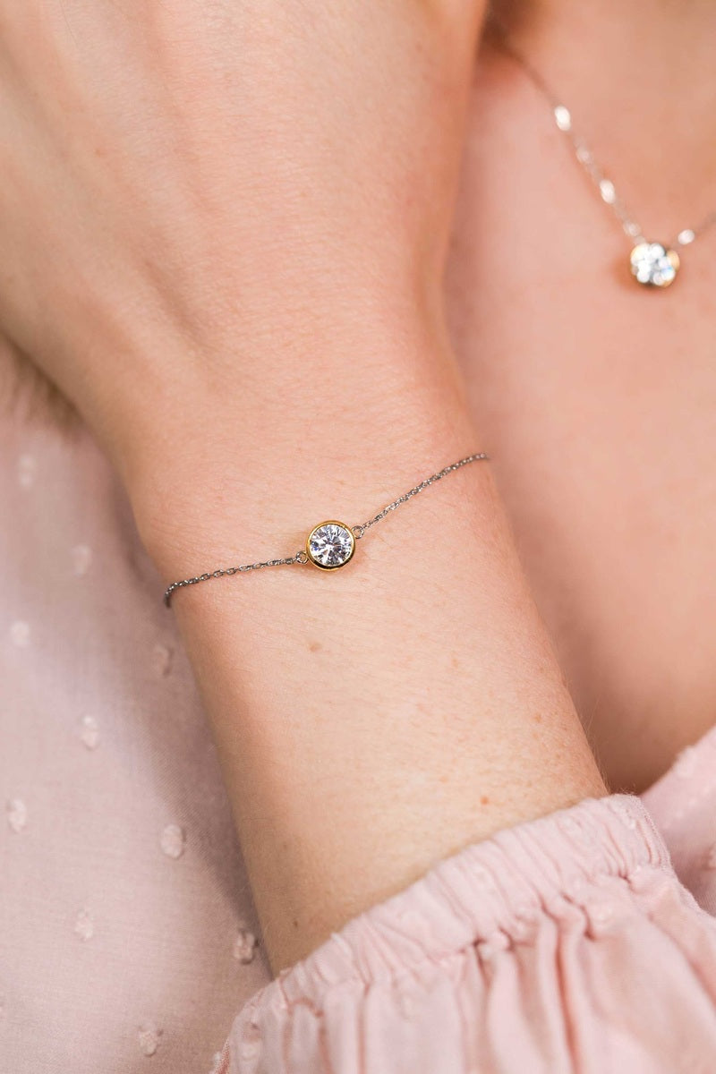 ZINZI Verguld Zilveren Armband met Witte Zirkonia - ZIA1775G
