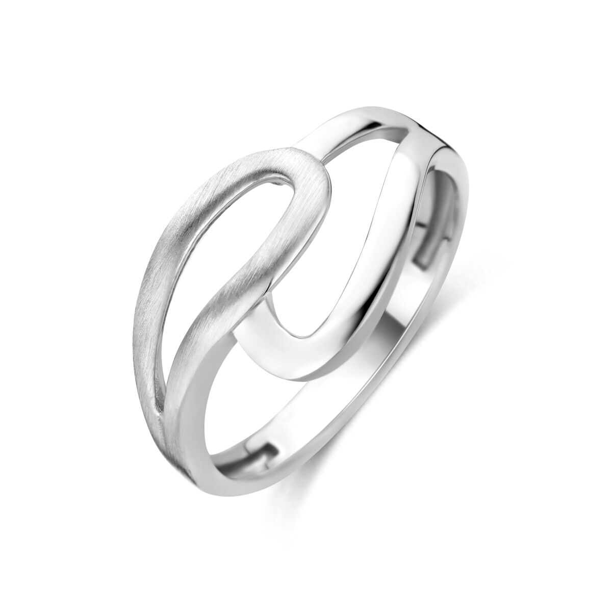 Ring poli/mat zilver gerhodineerd