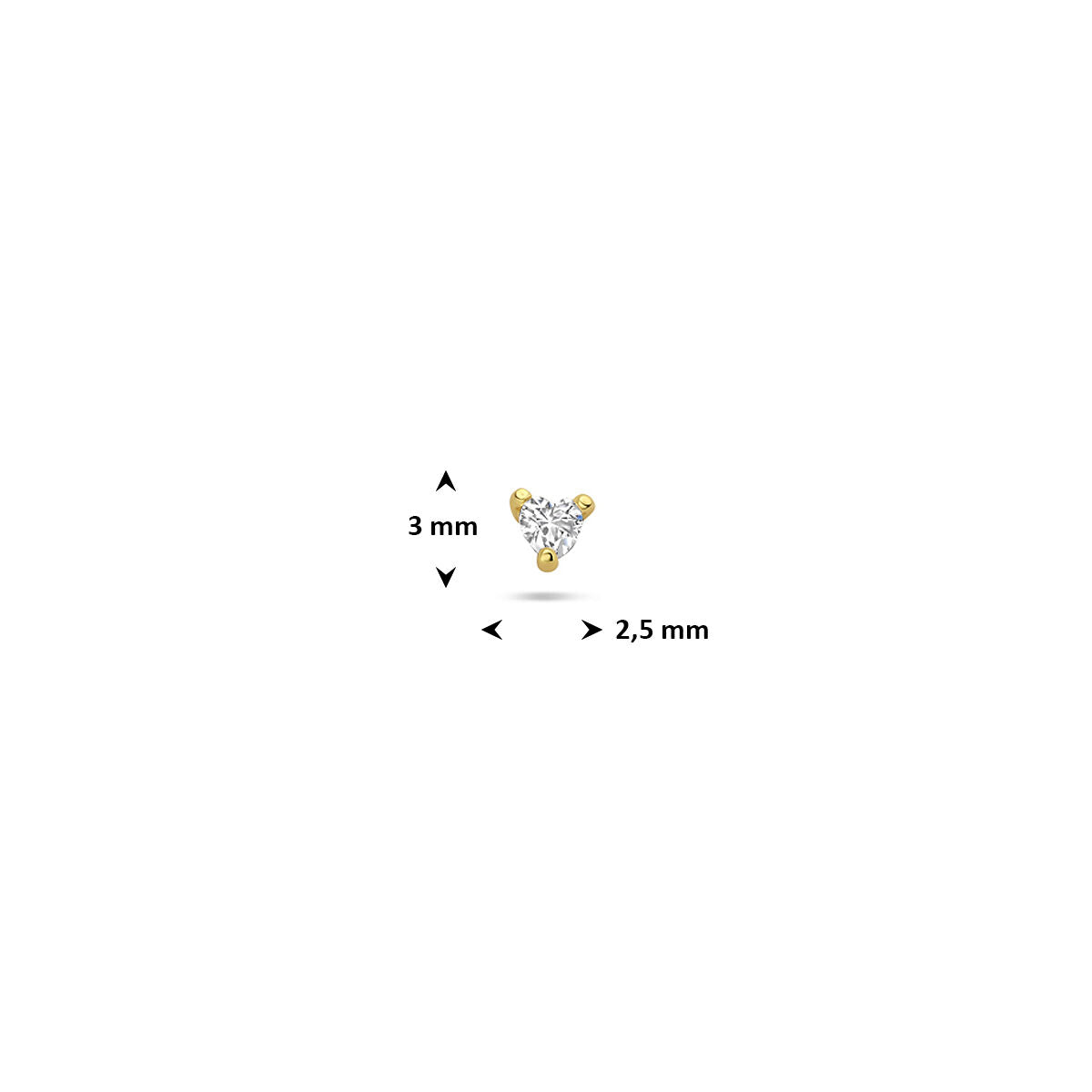 Fantasy Collection Flat back piercing zirkonia hartje 3 mm 1 micron zilver verguld