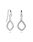Zilveren gerhodineerde oorhangers ruit zirkonia franse haak 25 mm - 1341721