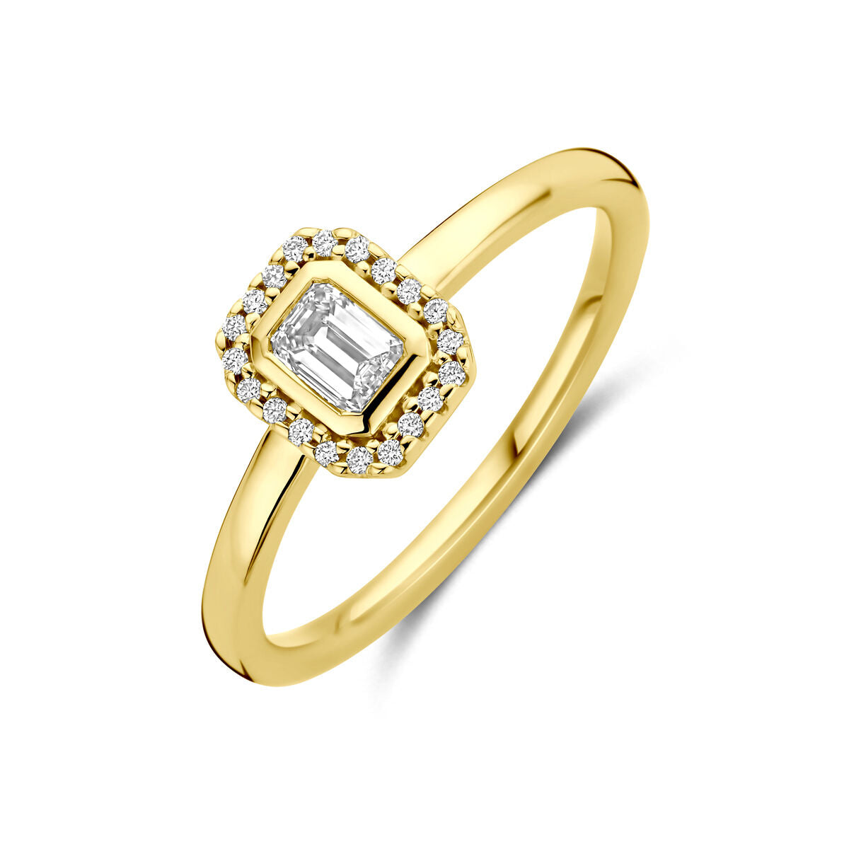 Fantasy Collection Ring diamant 0.31ct h si halo 14K geelgoud