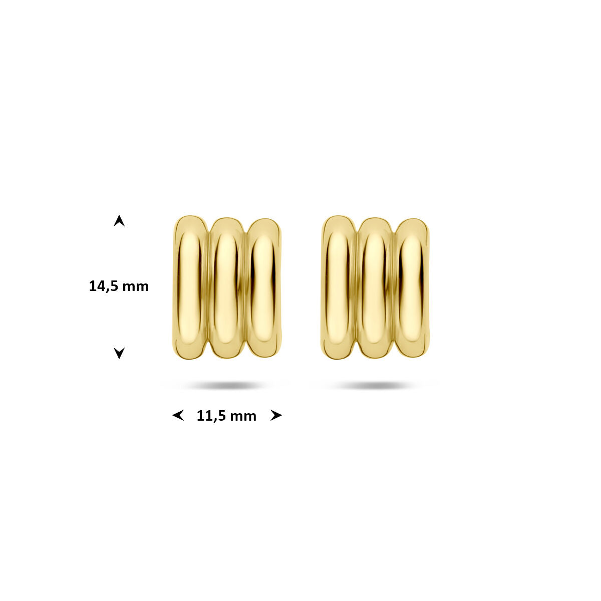 Stekeroorringen 14,5 mm 1 micron zilver verguld