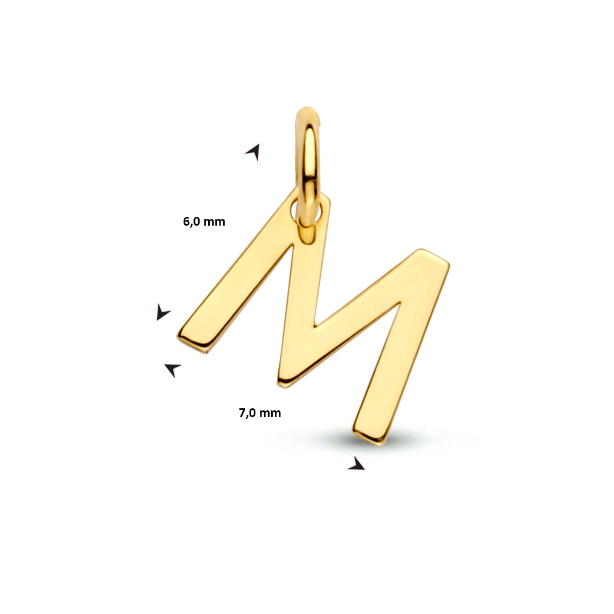 Hanger letter M 9K geelgoud #Letter_M