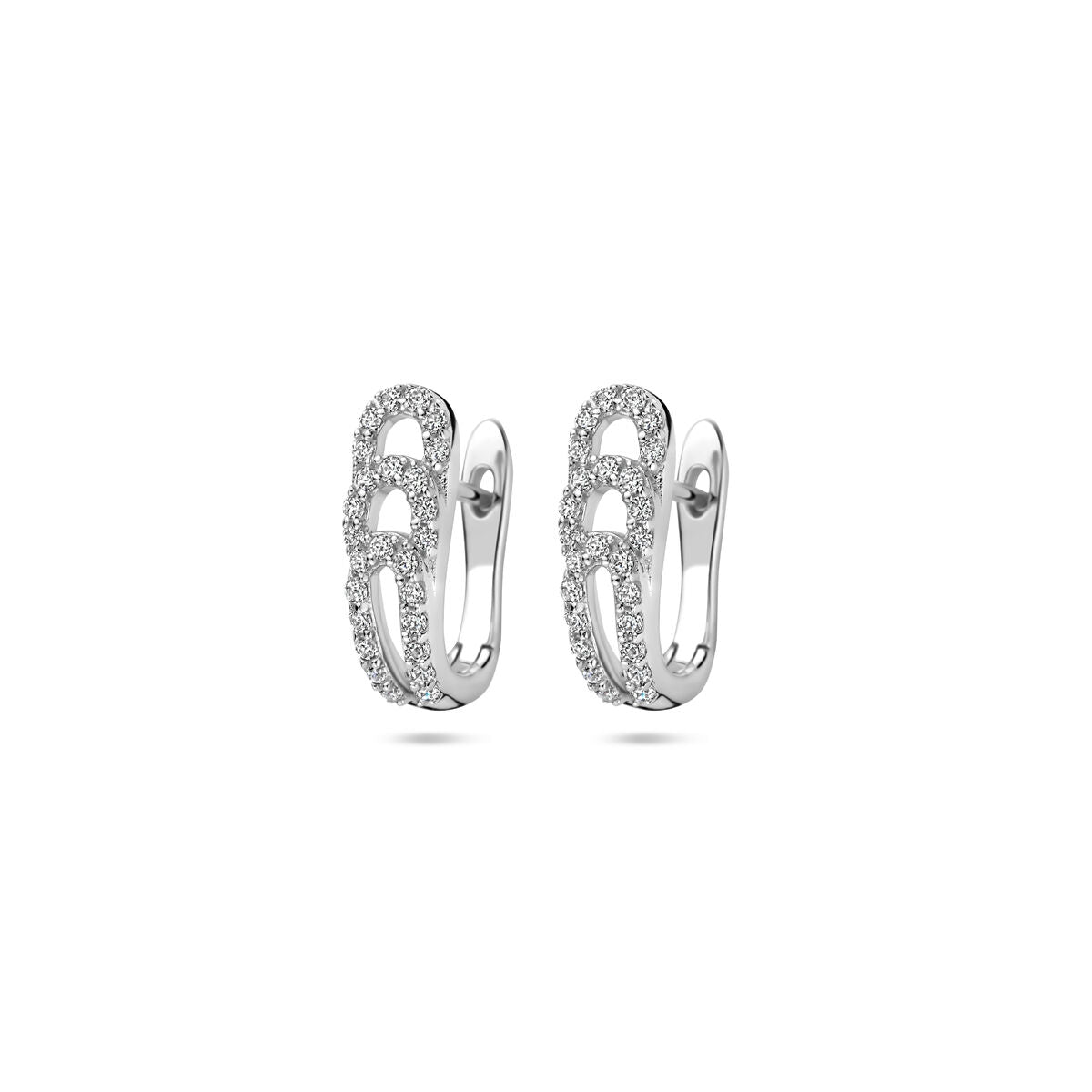 Fantasy Collection Oorbellen zirkonia 14 mm zilver