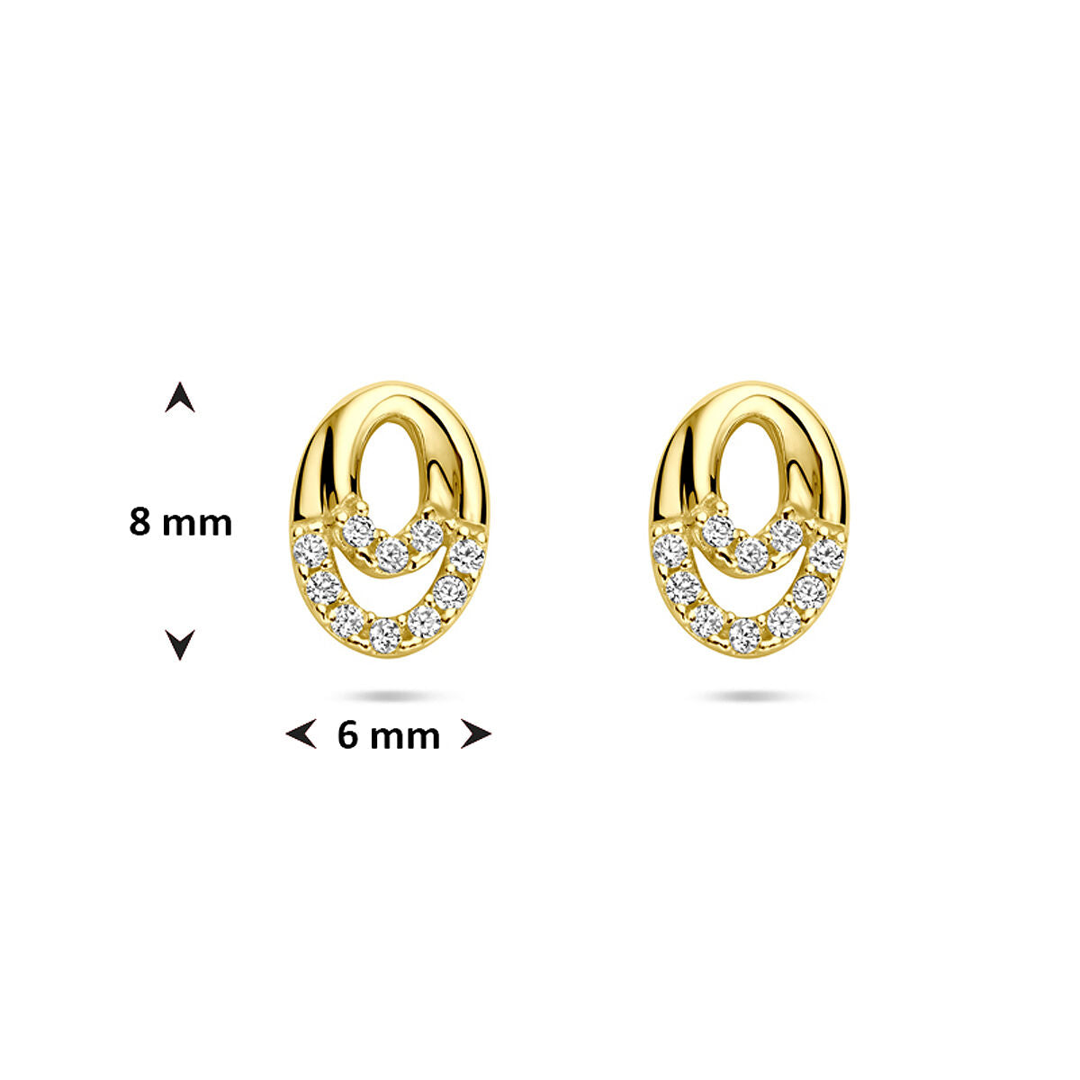 Fantasy Collection Oorbellen zirkonia 8 mm 14K geelgoud