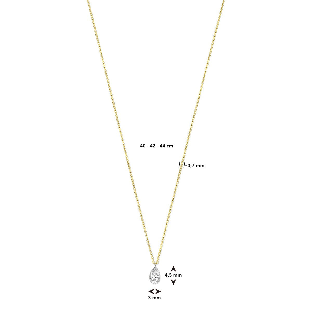 Fantasy Collection Collier diamant 40 - 42 - 44 cm 0.15ct g si 18K geelgoud