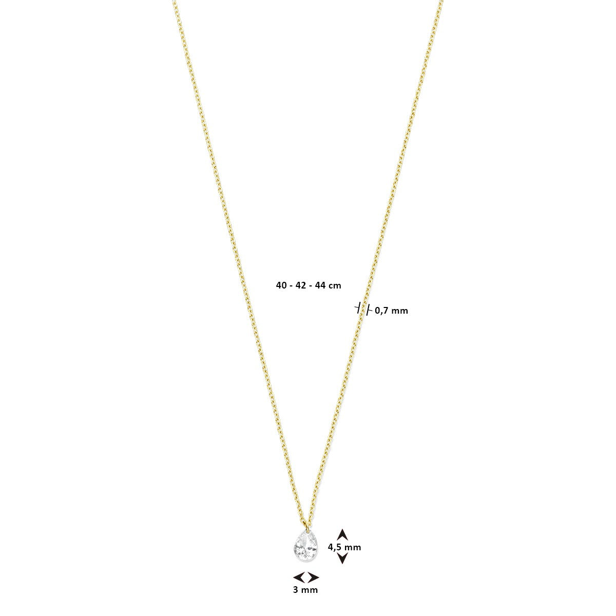 Fantasy Collection Collier diamant 40 - 42 - 44 cm 0.20ct g si 18K geelgoud