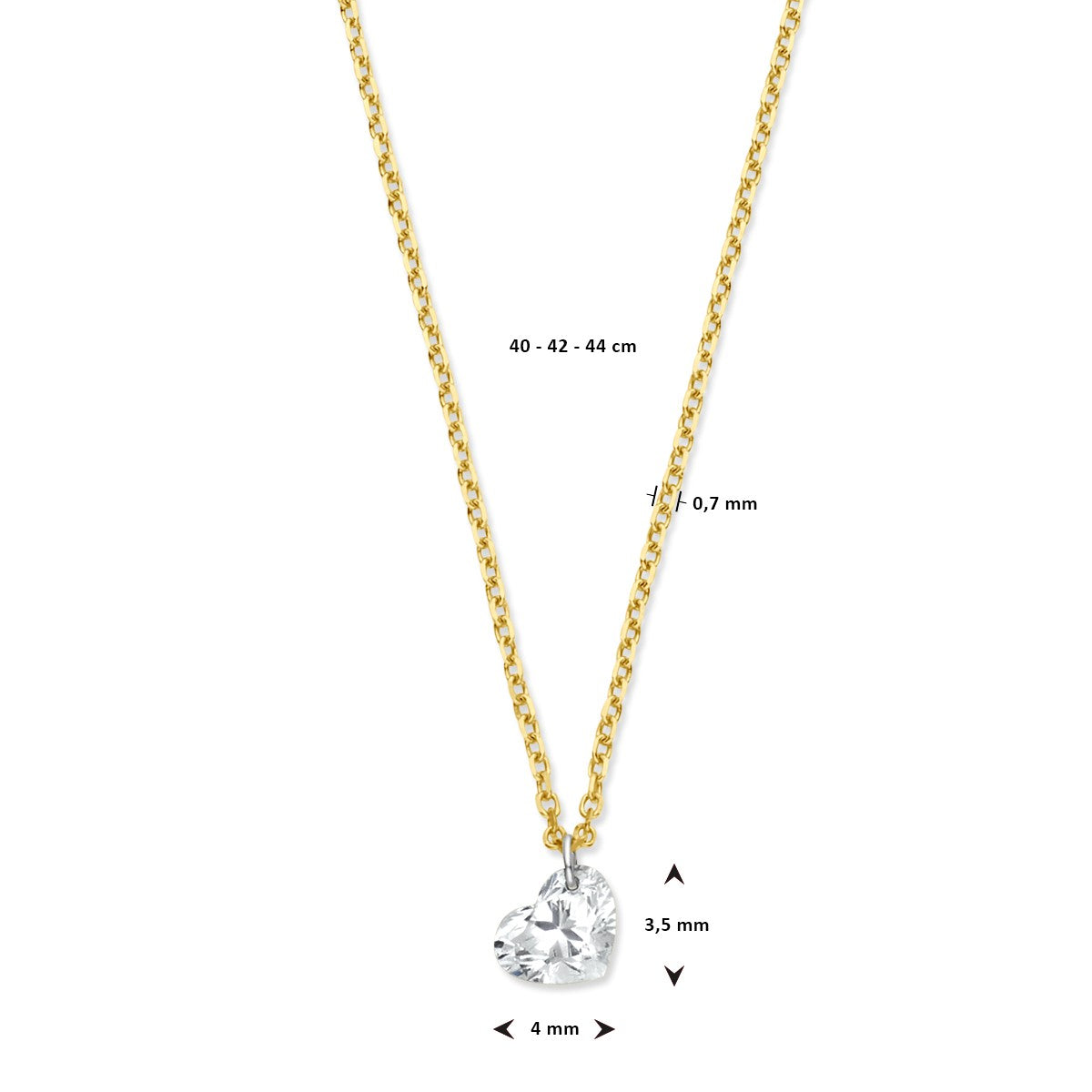 Fantasy Collection Collier hart diamant 40 - 42 - 44 cm 0.25ct g si 18K geelgoud